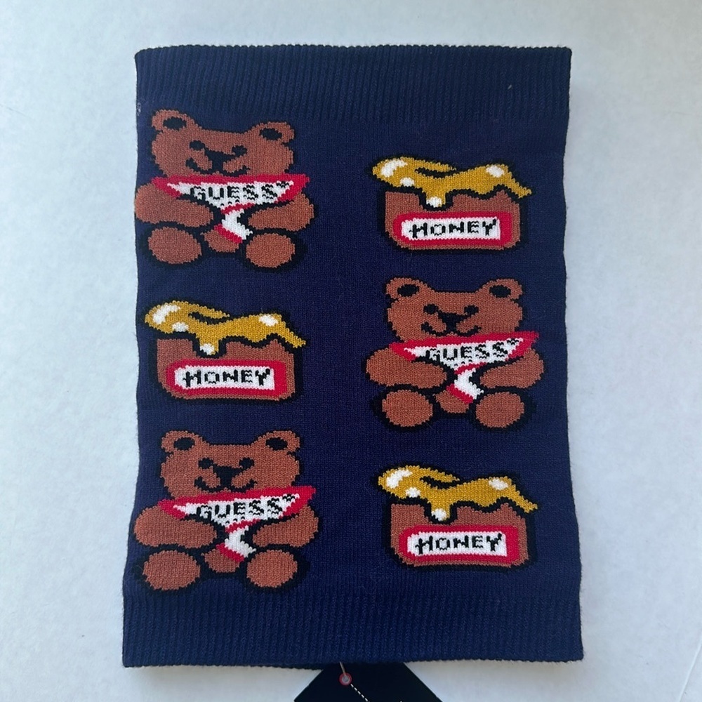 Guess Navy Scarf with Bear and Honey Design